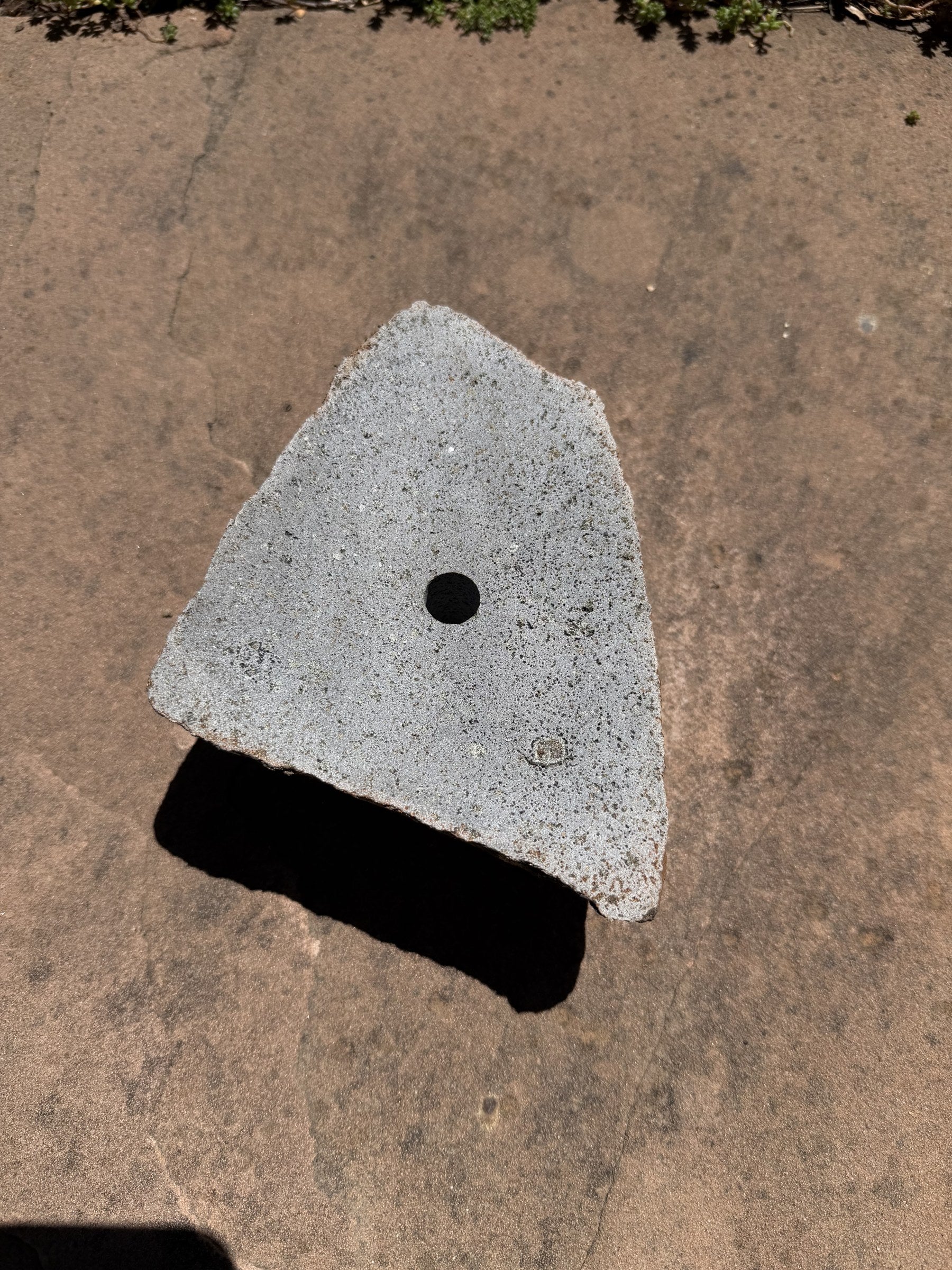 Drilled Rock Bird Bath Fountain - Natural Bubbling Stone for Hummingbirds (6" wide, 3" tall)