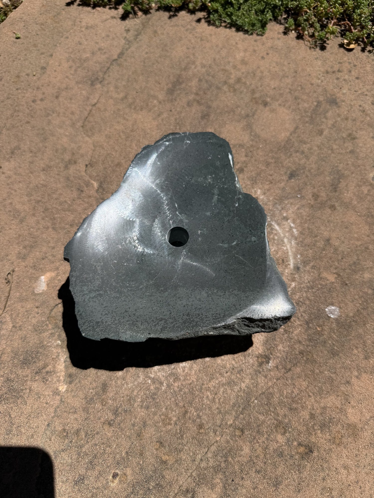 Hand-Polished Stone Bird Bath - Smooth River Rock for a Bubbling Fountain (6-1/2"x6"x2-1/2")