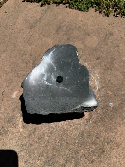 Hand-Polished Stone Bird Bath - Smooth River Rock for a Bubbling Fountain (6-1/2"x6"x2-1/2")