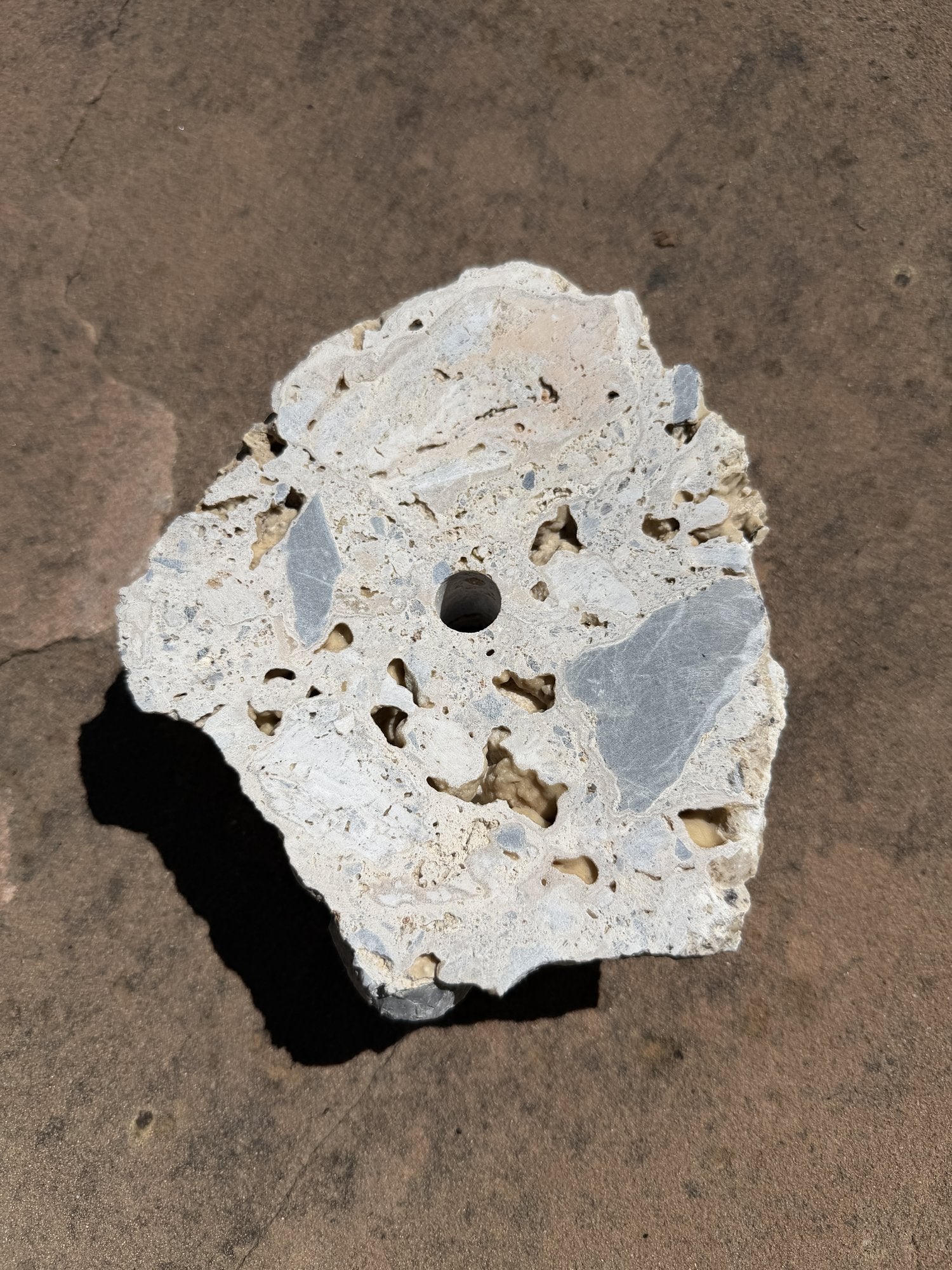 Drilled Rock Bird Bath Fountain - Natural Bubbling Stone for Hummingbirds (7"x6-1/2"x2-1/2")