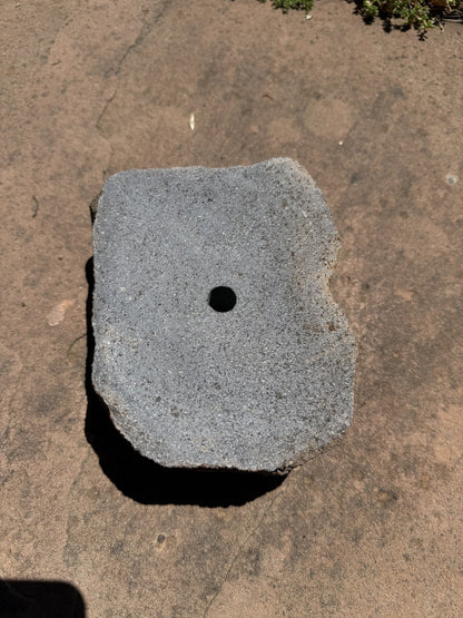 Drilled Rock Bird Bath Fountain - Natural Bubbling Stone for Hummingbirds (7" wide, 2-1/2" tall)