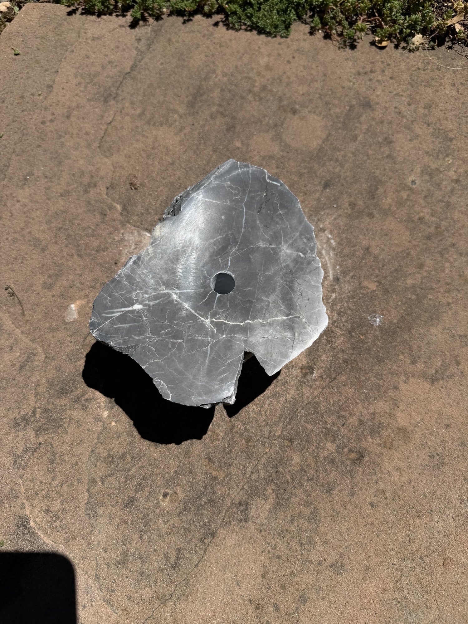 Hand-Polished River Stone Bird Bath - Smooth Polished Rock for a Bubbling Fountain (7"x6"x3")