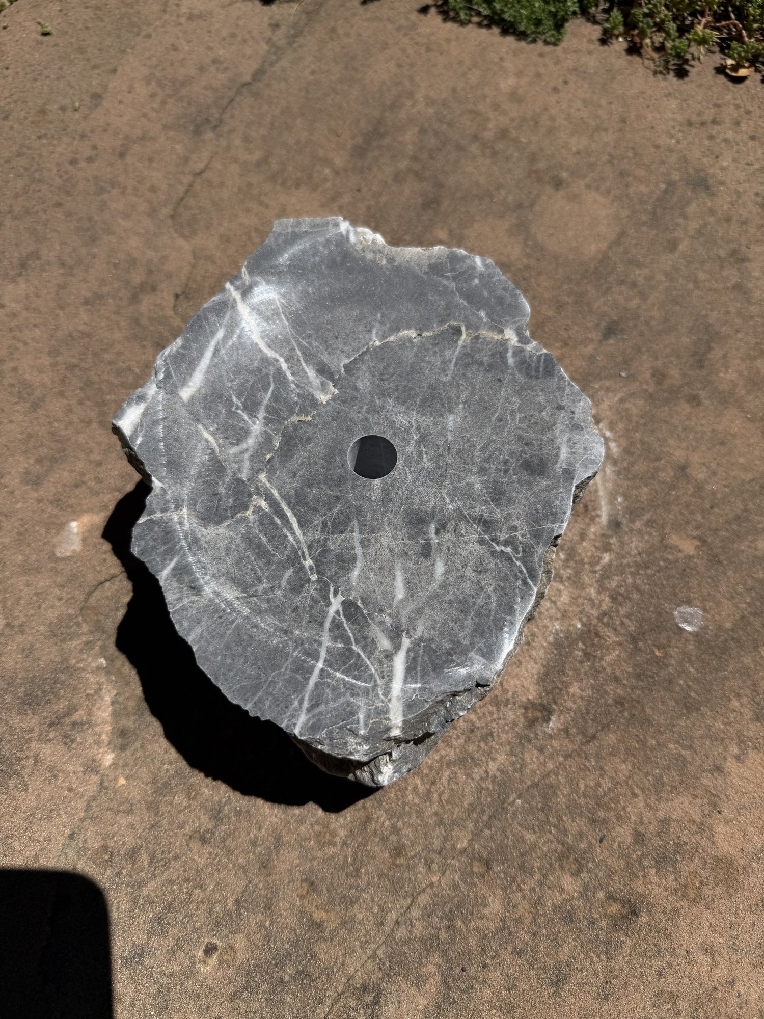 Hand-Polished Stone Bird Bath - Smooth River Rock for a Bubbling Fountain (7"x6"x3")