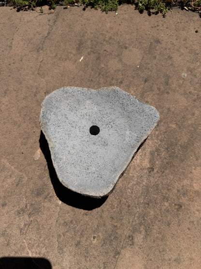 Drilled Rock Bird Bath Fountain - Natural Bubbling Stone for Hummingbirds (7" wide, 2" tall)