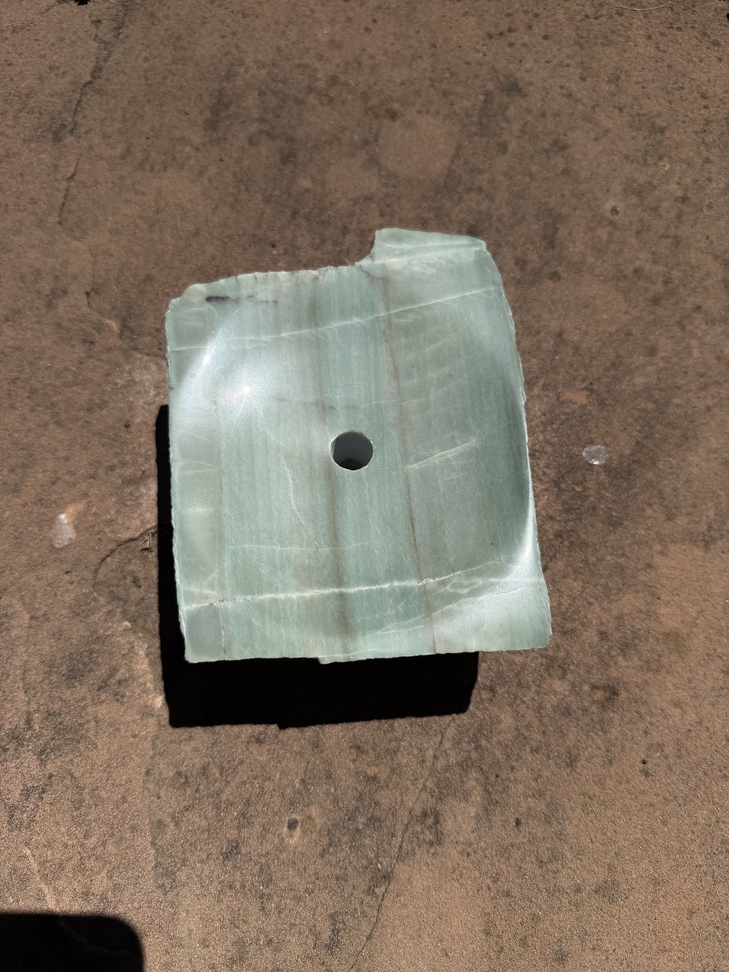 Hand-Polished Stone Bird Bath - Smooth River Rock for a Bubbling Fountain (7"x5-1/2"x2-1/2")