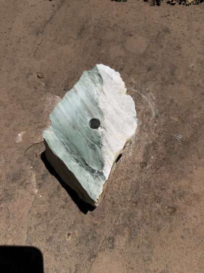 Hand-Polished Stone Bird Bath - Smooth River Rock for a Bubbling Fountain (7"x5"x2")