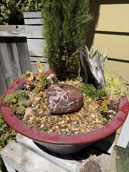 Natural Fountain Stone - Round River Rock Bird Bath for a Bubbling Fountain (6" tall)