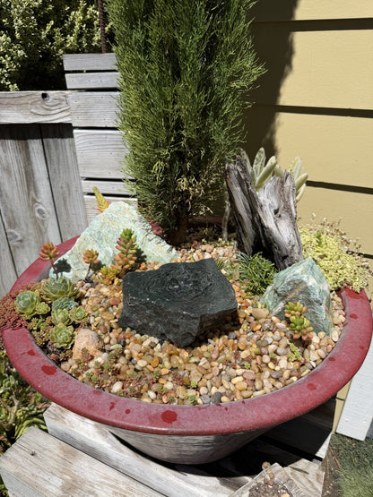 Hand-Polished Stone Bird Bath - Smooth River Rock for a Bubbling Fountain (6-1/2"x6"x2-1/2")