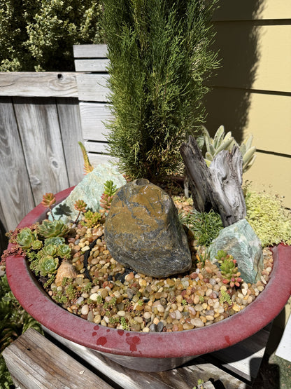 Natural Fountain Stone - River Rock Bird Bath for a Bubbling Water Fountain (6"x7")