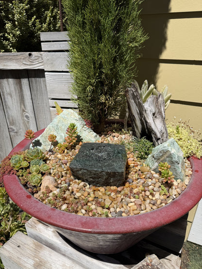 Hand-Polished Stone Bird Bath - Smooth River Rock for a Bubbling Fountain (6"x6"x2-1/2")