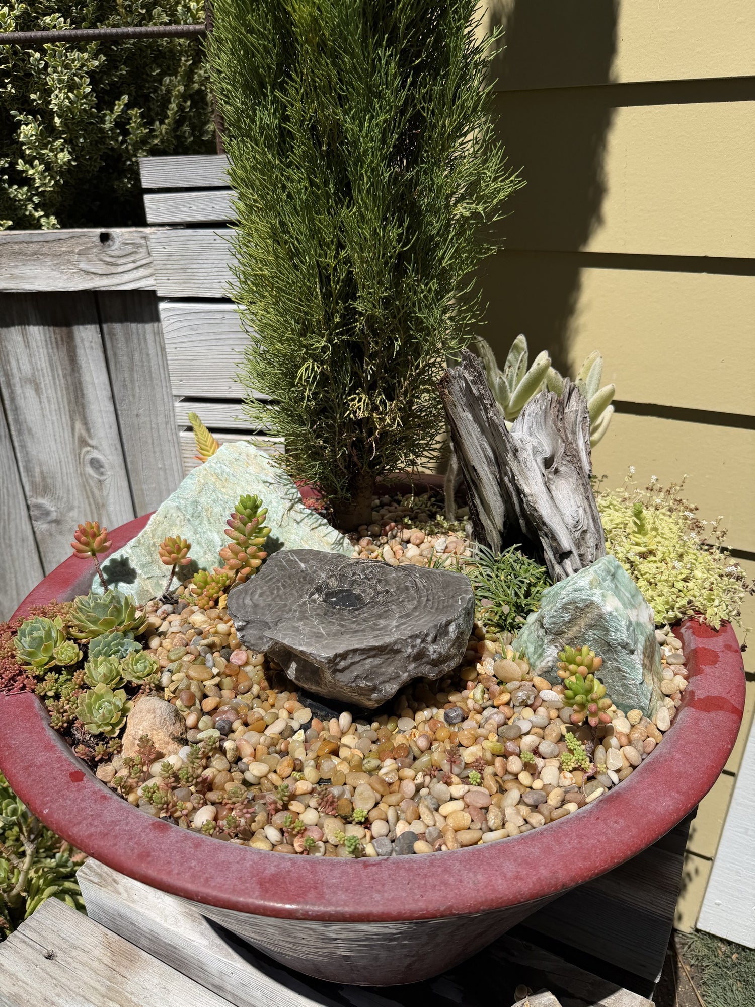 Hand-Polished River Stone Bird Bath - Smooth Polished Rock for a Bubbling Fountain (7"x6"x3")