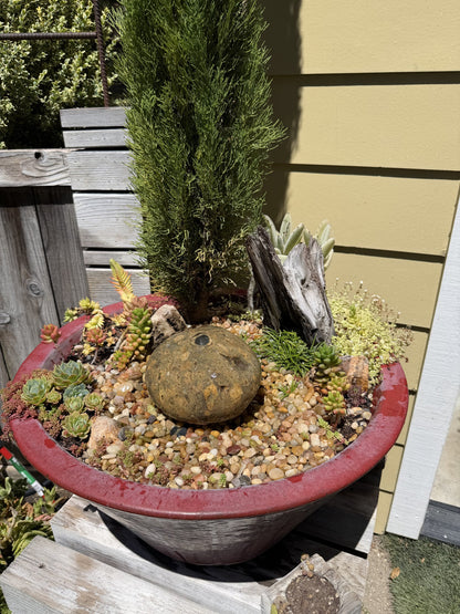 Natural Fountain Stone - River Rock Bird Bath for a Bubbling Water Fountain (6" tall)