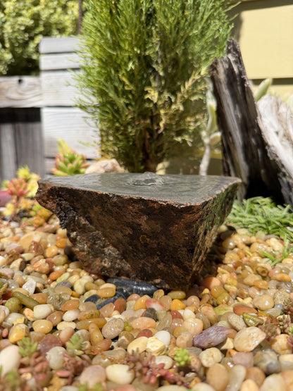 Drilled Rock Bird Bath Fountain - Natural Bubbling Stone for Hummingbirds (6" wide, 3" tall)