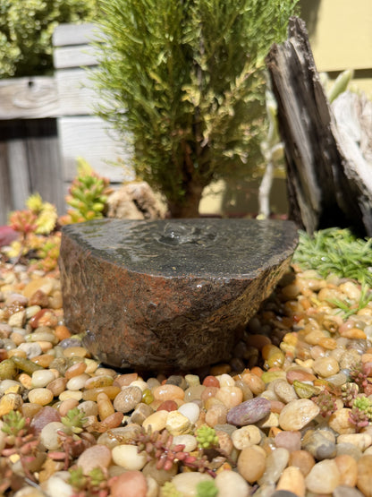 Hand-Polished Stone Bird Bath - Smooth River Rock for a Bubbling Fountain (7" wide)