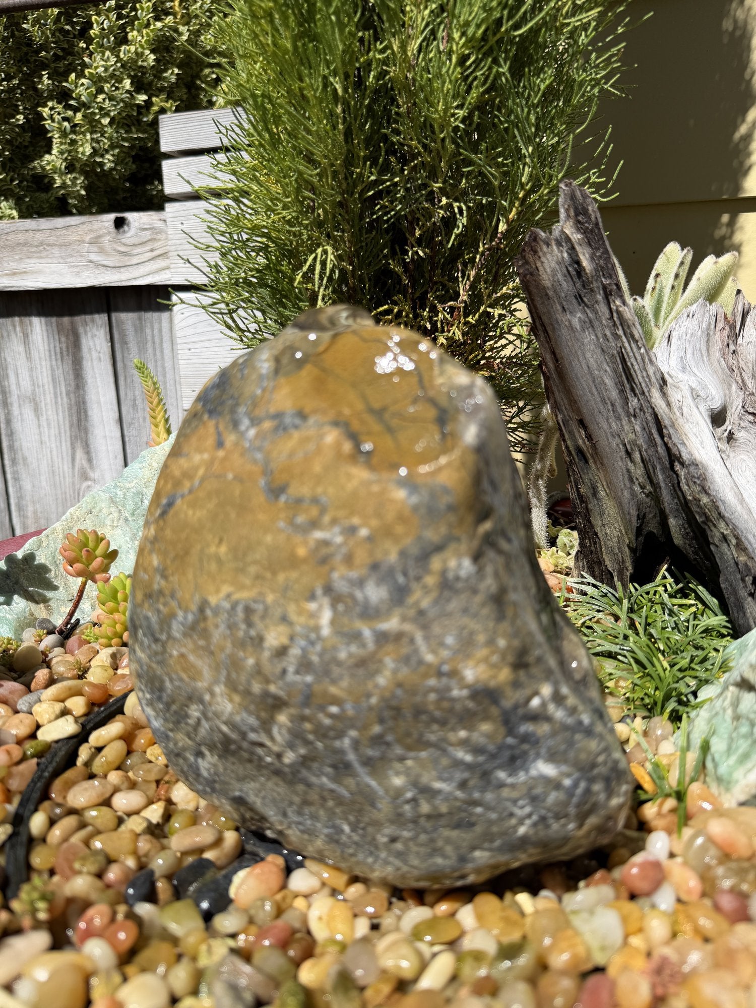 Natural Fountain Stone - River Rock Bird Bath for a Bubbling Water Fountain (6"x7")