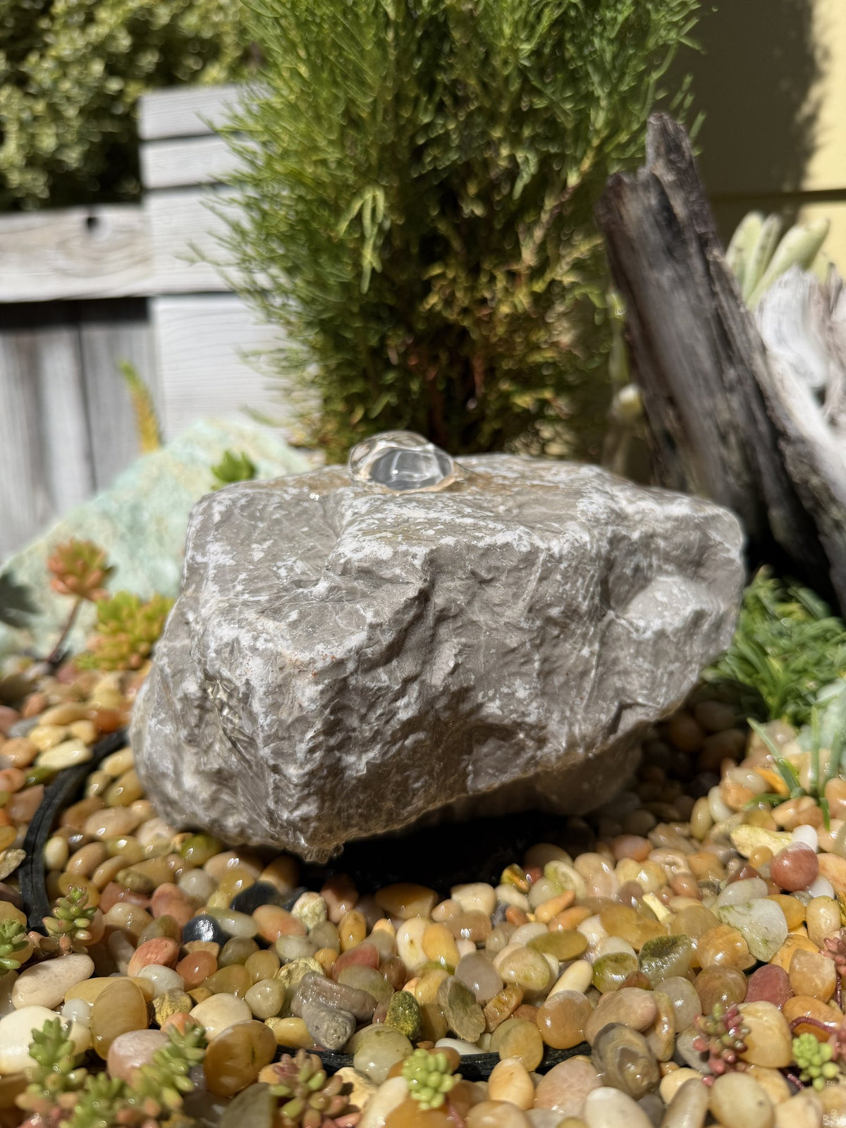 Natural Fountain Stone - River Rock Bird Bath for a Bubbling Water Fountain (7"x5-1/2")