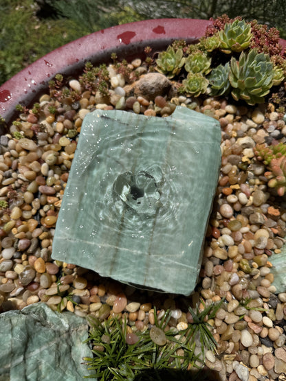 Hand-Polished Stone Bird Bath - Smooth River Rock for a Bubbling Fountain (7"x5-1/2"x2-1/2")