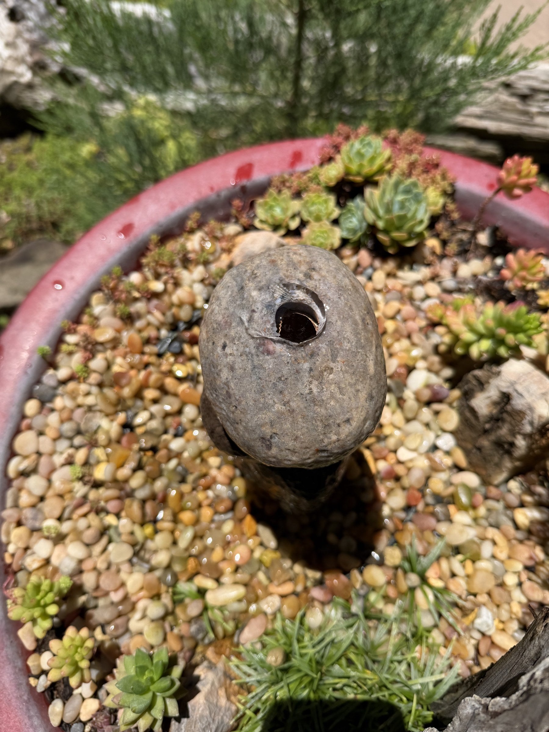 Stacked Rock Fountain - Natural Stone Rock Stack Water Feature for Garden &amp; Patio (5" wide, 7" tall)