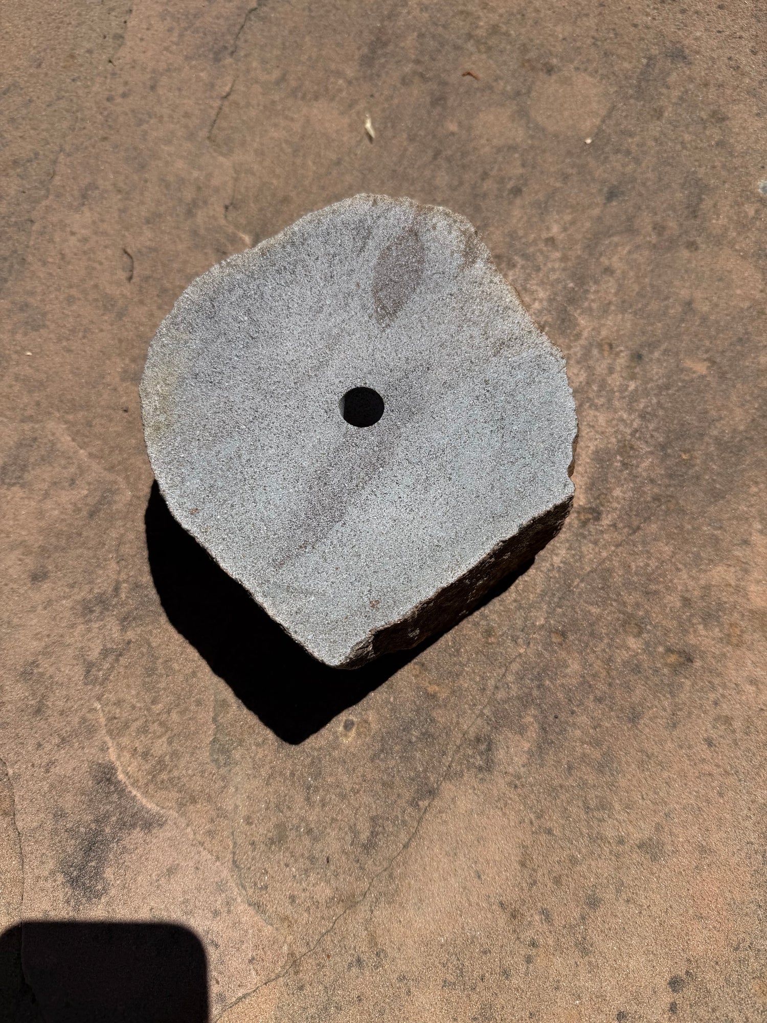 Drilled Fountain Stone — 6"x6"x3" high