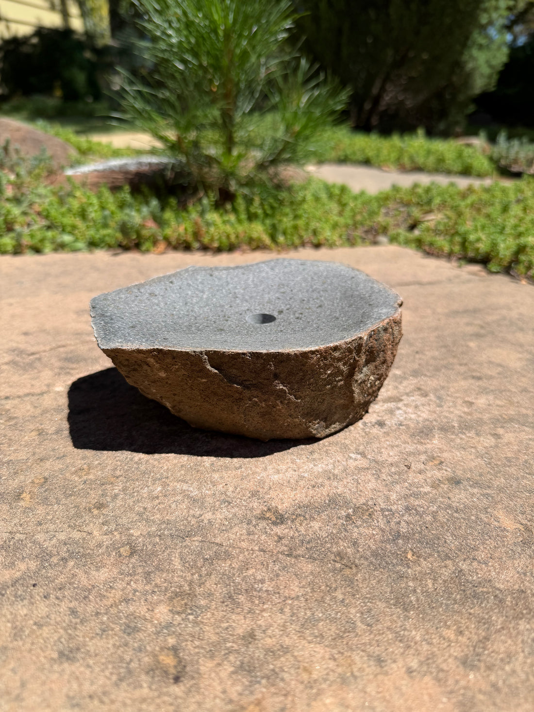 Hand-polished stone bird bath fountain rock, Creative WaterWorks