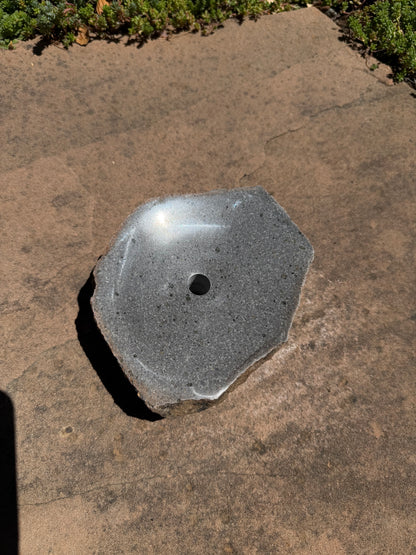 Hand-Polished Fountain Stone — 6-1/2"x6"x2" tall