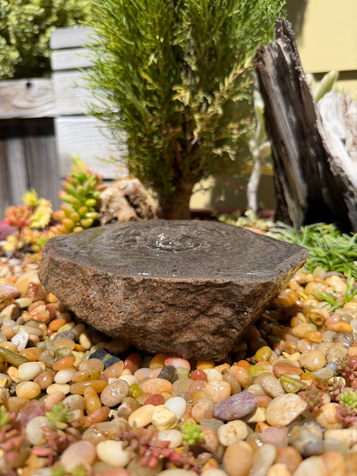 Hand-Polished Fountain Stone — 6-1/2"x6"x2" tall