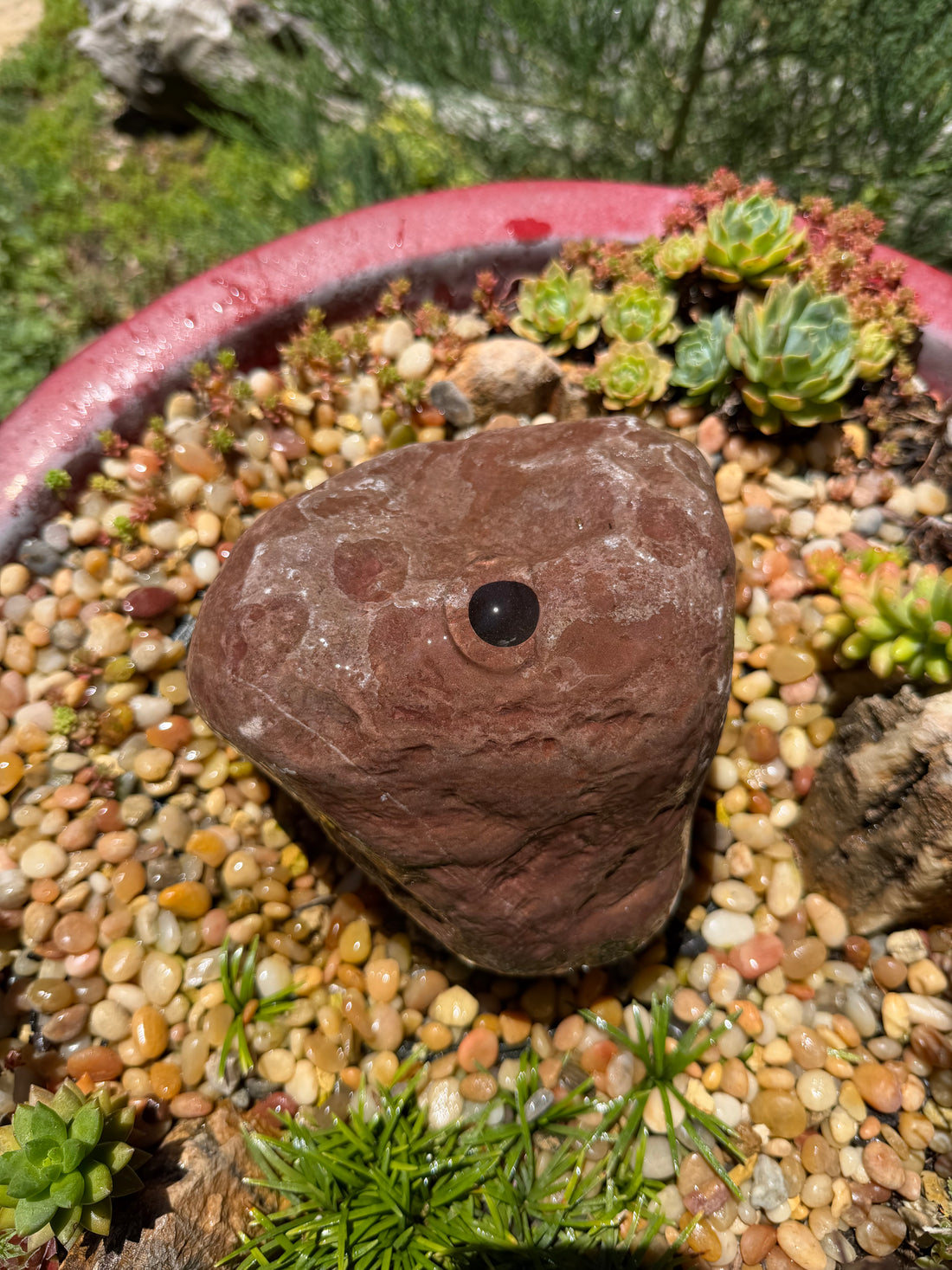 Natural drilled river rock bird bath fountain stone, Creative WaterWorks